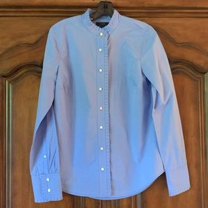 J Crew Blue Pleated Button Down Shirt